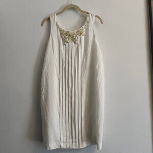 BCBGGeneration Satin Mini Dress with Pearl Collar - White - Size S